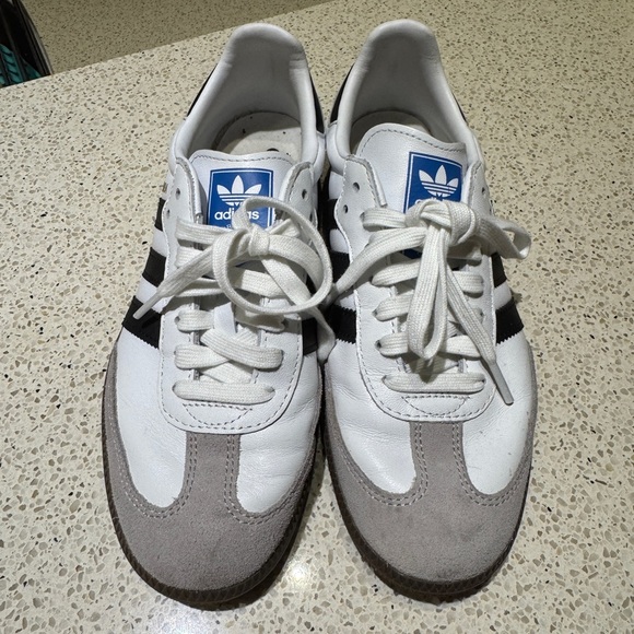Like New Adidas Samba White Black Gray Men's 7.5 or women’s 8.5 Sneakers - Picture 3 of 8